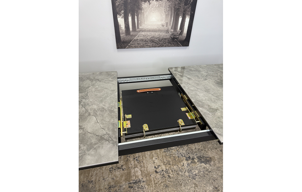 Обеденные столы - изображение №5 "Стол Дега обеденный раздвижной 140/180 серый глянец"  на www.Angstrem-mebel.ru