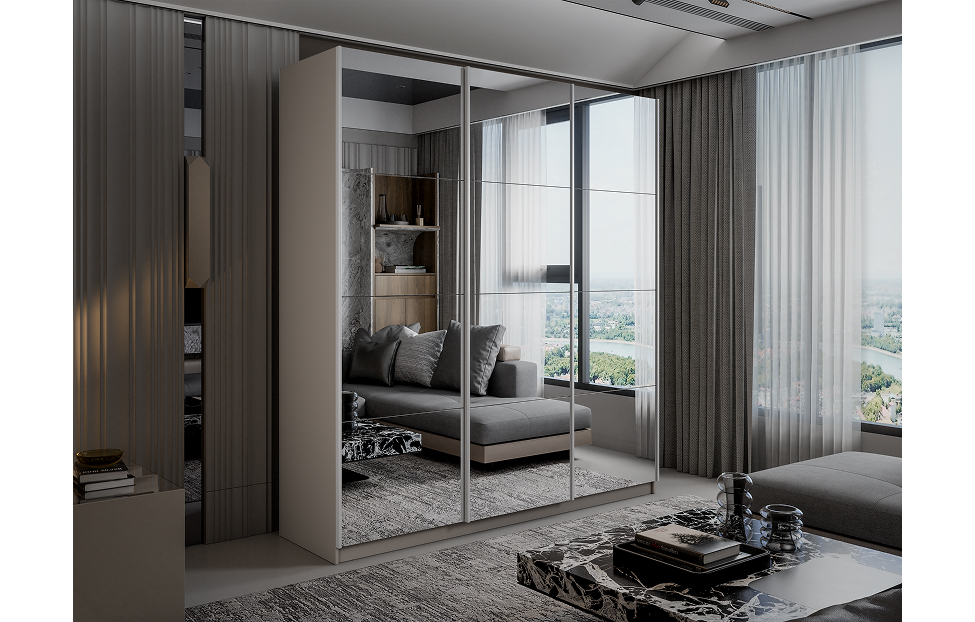 Шкафы-купе - изображение №3 "Шкаф-купе Lux 210х230х57 зеркальные фасады / Кашемир"  на www.Angstrem-mebel.ru