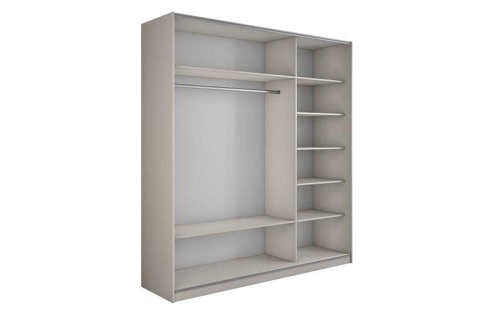 Шкафы-купе - изображение №4 "Шкаф-купе Lux 210х230х57 кашемир Белый глянец/Зеркало/Белый глянец"  на www.Angstrem-mebel.ru