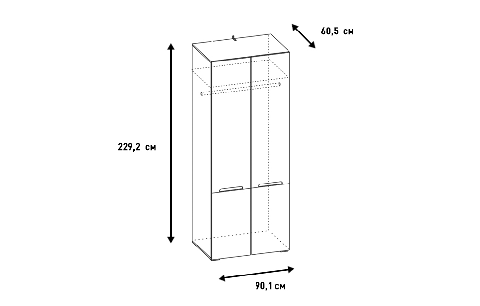 Шкафы платяные - изображение №8 "Шкаф Анри АН-200.01 с полкой и штангой для одежды"  на www.Angstrem-mebel.ru