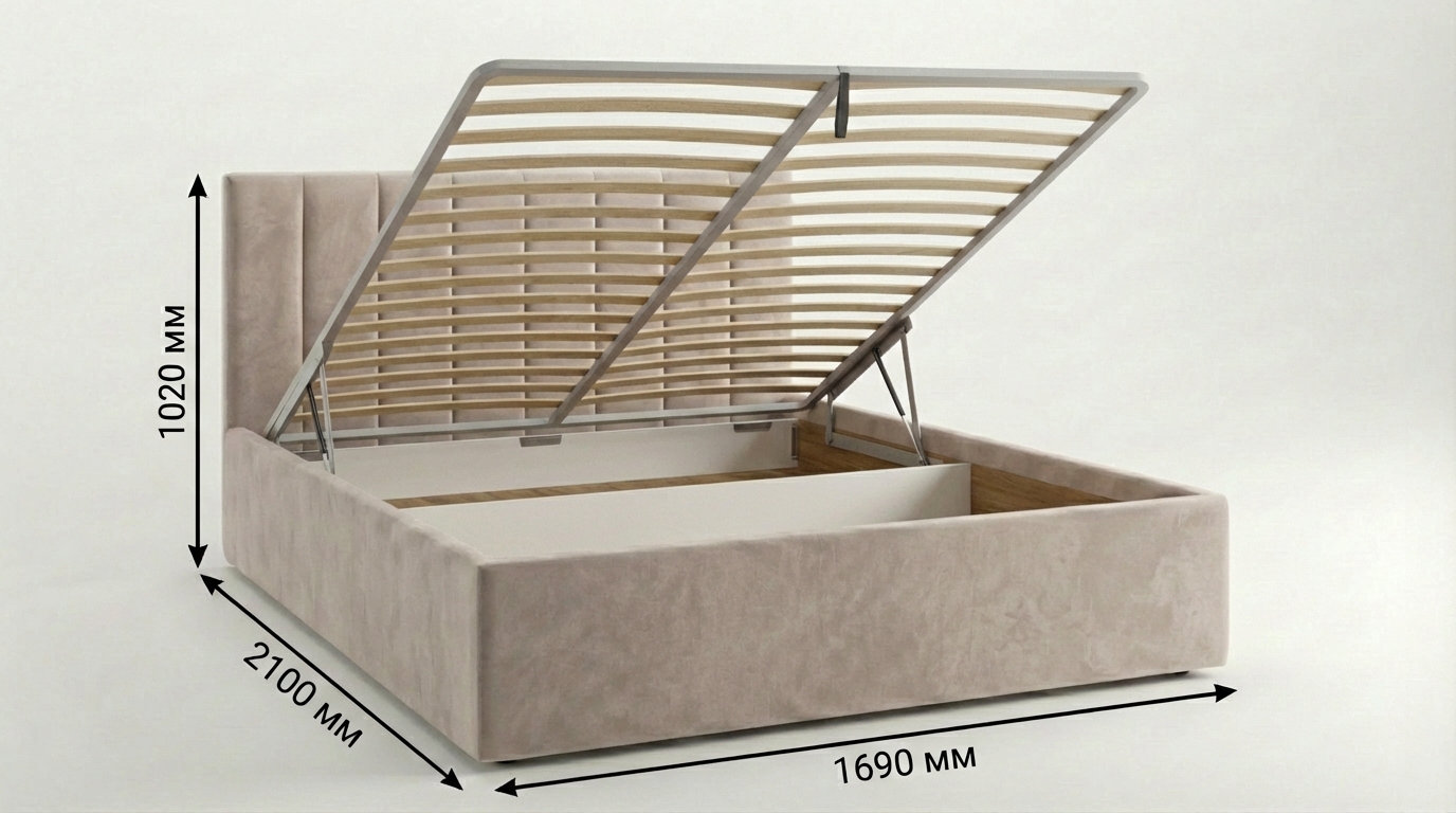 Двуспальные кровати - изображение №3 "Кровать Агата 160х200 с подъемным механизмом"  на www.Angstrem-mebel.ru