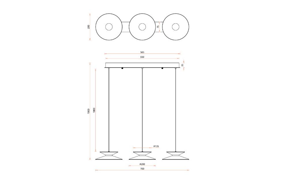 Люстры - изображение №7 "Потолочная люстра Platt L700*W200*H300/1800 3*LED*4.3W, 4372-3P"  на www.Angstrem-mebel.ru
