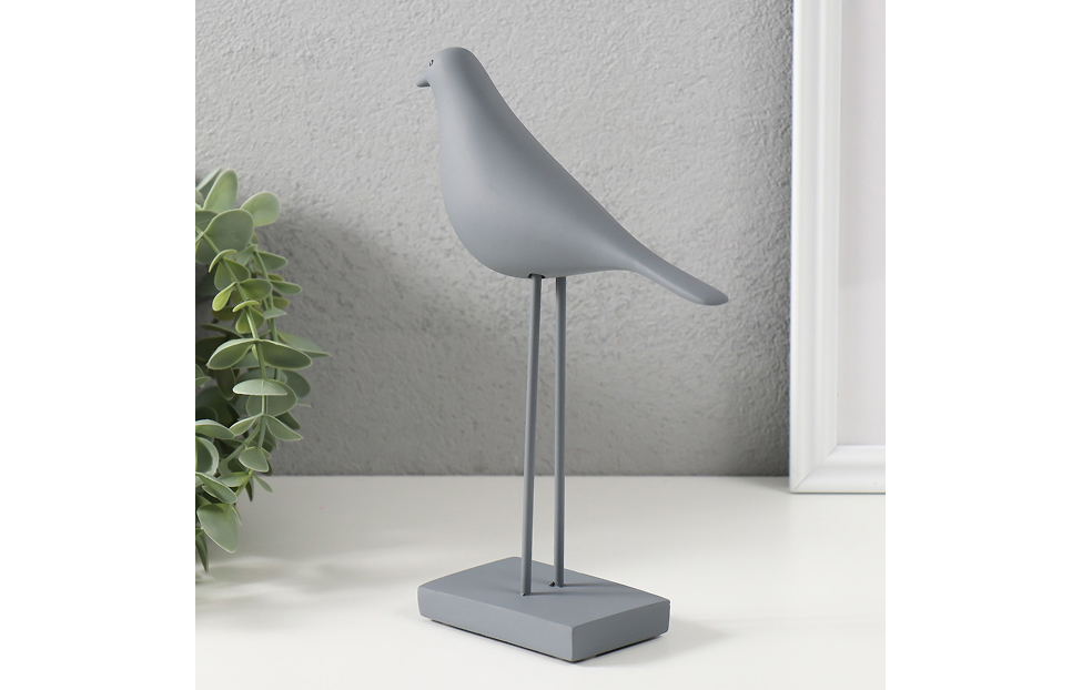 Декор - изображение №3 "Сувенир полистоун "Птица - длинные лапки", серая"  на www.Angstrem-mebel.ru