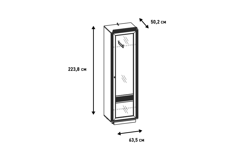 Шкафы-пеналы - изображение №4 "Шкаф Изотта для одежды ИТ-224.10(С2)"  на www.Angstrem-mebel.ru
