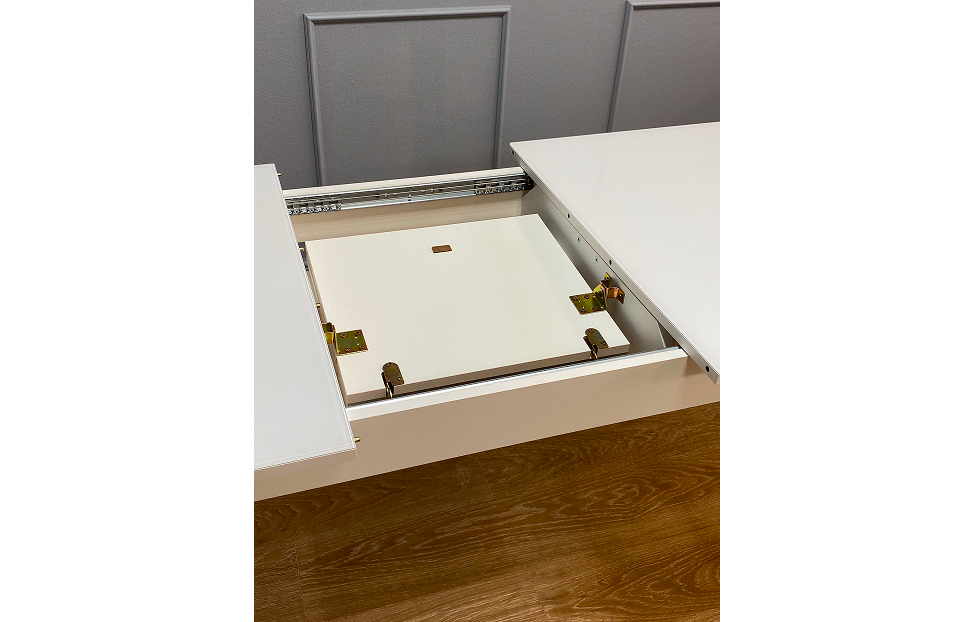 Обеденные столы - изображение №10 "Стол обеденный Орпен прямоугольный опоры белые / столешница белый глянец"  на www.Angstrem-mebel.ru